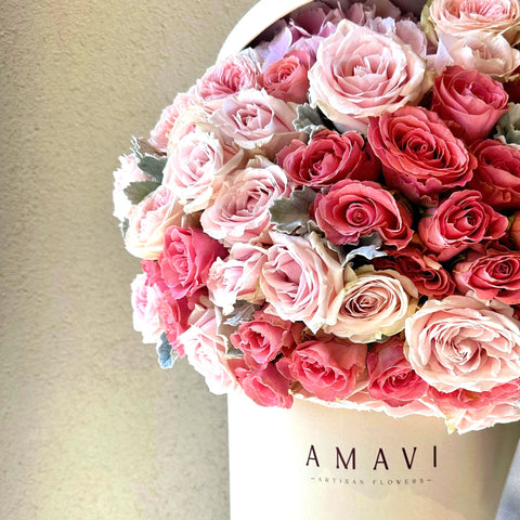 Rosy Romance Premium Maxi Roses in Box