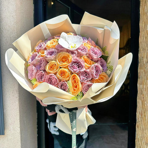 Duo Charm 41 Salmon Lilac Rose Bouquet