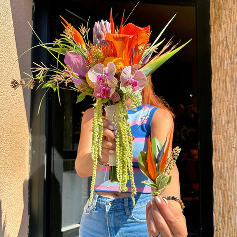 Aria Tropical Bridal Bouquet and Boutonniere 