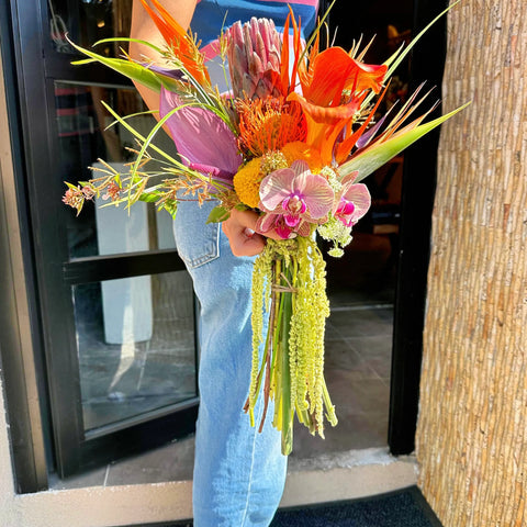 Aria Tropical Bridal Bouquet and Boutonniere 