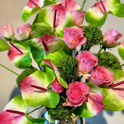 Anthurium Arrangement in Blossom Waltz Vase