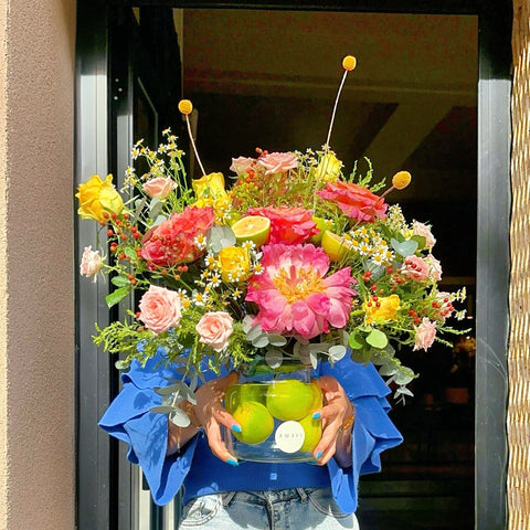 Colorful Arrangement of Fresh Spring Blooms in a Vase
