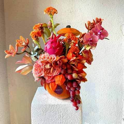 Cozy Fall Autumn Concept Pumpkin Arrangement