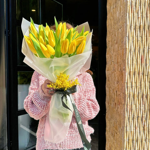 Sunny Serenade 30's Yellow Tulip Bouquet