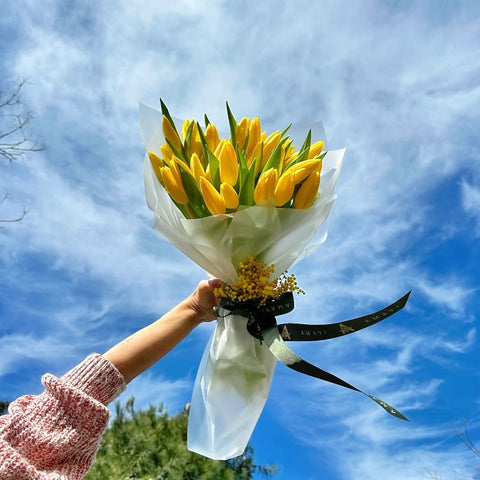 Sunny Serenade 30's Yellow Tulip Bouquet