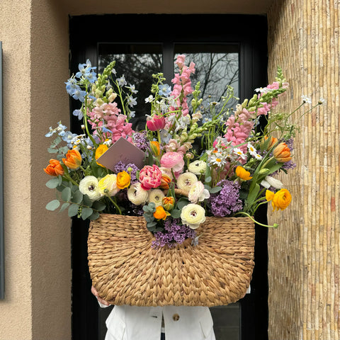 Amavi's Colorful Garden Basket Arrangement