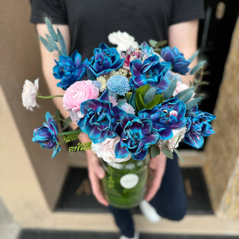 Pinky Blue Vase Arrangement