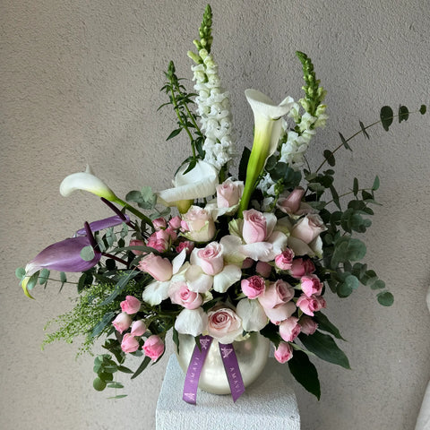 Premium Arrangement in Alia Silver Vase 